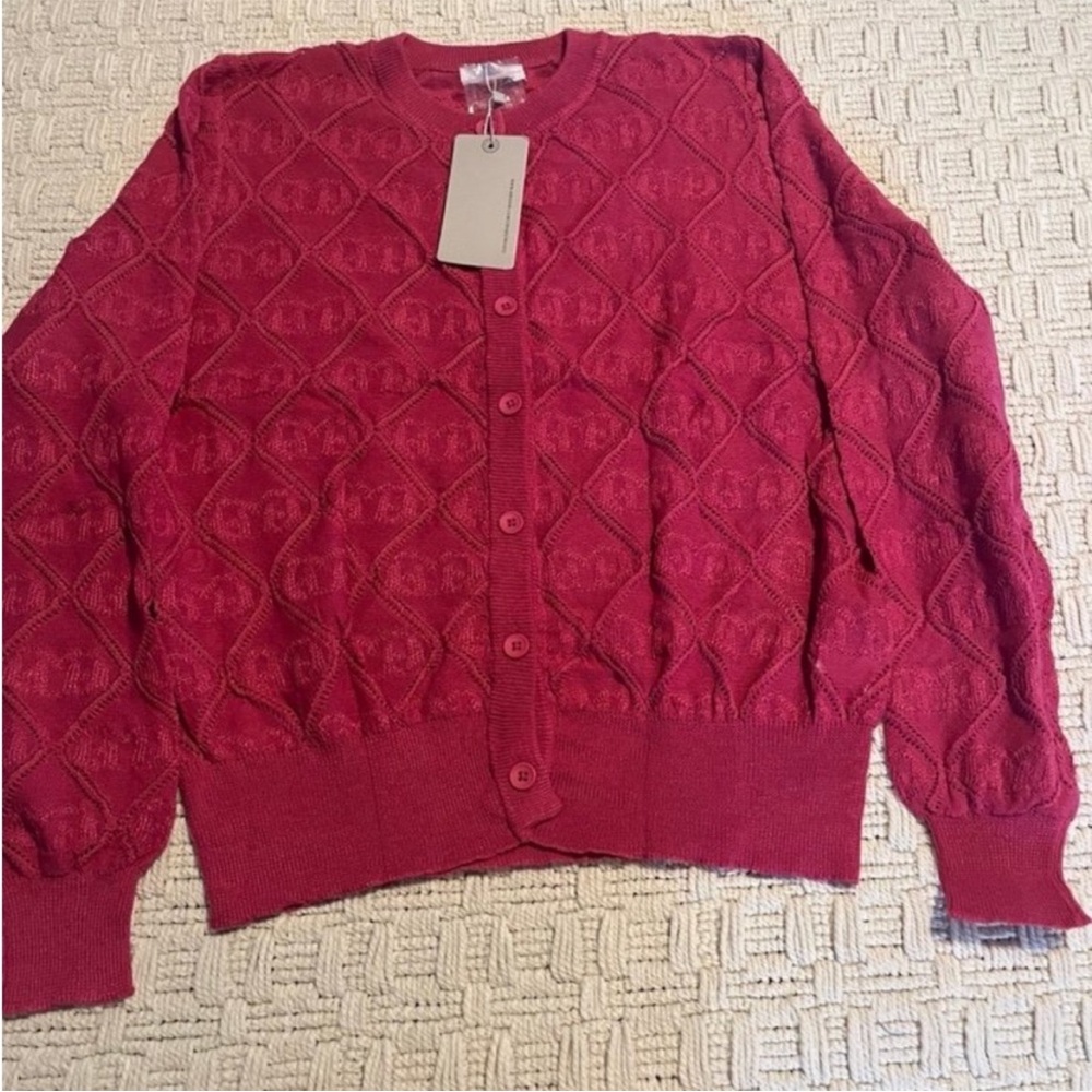 Women’s Hot Pink Button-Front Knit Sweater Cardigan NWT